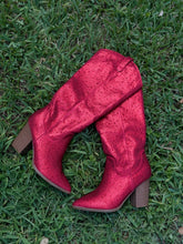 Load image into Gallery viewer, RED SEQUIN BOOTS
